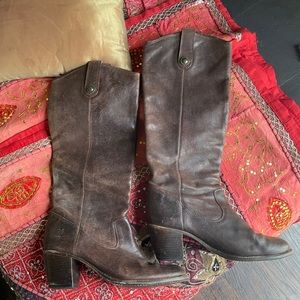 Frye Vintage Brown Leather Western Boots Size 9